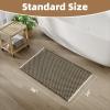 imagePADOOR Checkered Bath Mat Super Absorbent Non Slip Bath Mats for Bathroom Floor 3D Two Tone Woven Bathroom Mat with Tassels Machine Washable Bathroom Rugs Beside Tub 17quot x 24quot Darkgrey ampamp CreamGreen  Cream
