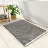 imagePADOOR Checkered Bath Mat Super Absorbent Non Slip Bath Mats for Bathroom Floor 3D Two Tone Woven Bathroom Mat with Tassels Machine Washable Bathroom Rugs Beside Tub 17quot x 24quot Darkgrey ampamp CreamDarkgrey  Cream
