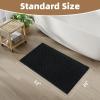 imagePADOOR Checkered Bath Mat Super Absorbent Non Slip Bath Mats for Bathroom Floor 3D Two Tone Woven Bathroom Mat with Tassels Machine Washable Bathroom Rugs Beside Tub 17quot x 24quot Darkgrey ampamp CreamBlack