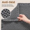 imagePADOOR Checkered Bath Mat Super Absorbent Non Slip Bath Mats for Bathroom Floor 3D Two Tone Woven Bathroom Mat with Tassels Machine Washable Bathroom Rugs Beside Tub 17quot x 24quot Darkgrey ampamp CreamDark Grey