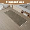 imagePADOOR Checkered Bath Mat Super Absorbent Non Slip Bath Mats for Bathroom Floor 3D Two Tone Woven Bathroom Mat with Tassels Machine Washable Bathroom Rugs Beside Tub 17quot x 24quot Darkgrey ampamp CreamGreen  Cream