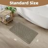imagePADOOR Checkered Bath Mat Super Absorbent Non Slip Bath Mats for Bathroom Floor 3D Two Tone Woven Bathroom Mat with Tassels Machine Washable Bathroom Rugs Beside Tub 17quot x 24quot Darkgrey ampamp CreamGreen