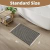 imagePADOOR Checkered Bath Mat Super Absorbent Non Slip Bath Mats for Bathroom Floor 3D Two Tone Woven Bathroom Mat with Tassels Machine Washable Bathroom Rugs Beside Tub 17quot x 24quot Darkgrey ampamp CreamDarkgrey  Cream
