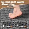 imagePADOOR Checkered Bath Mat Super Absorbent Non Slip Bath Mats for Bathroom Floor 3D Two Tone Woven Bathroom Mat with Tassels Machine Washable Bathroom Rugs Beside Tub 17quot x 24quot Darkgrey ampamp CreamDark Grey