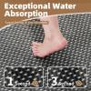 imagePADOOR Checkered Bath Mat Super Absorbent Non Slip Bath Mats for Bathroom Floor 3D Two Tone Woven Bathroom Mat with Tassels Machine Washable Bathroom Rugs Beside Tub 17quot x 24quot Darkgrey ampamp CreamDarkgrey  Cream