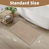 imagePADOOR Checkered Bath Mat Super Absorbent Non Slip Bath Mats for Bathroom Floor 3D Two Tone Woven Bathroom Mat with Tassels Machine Washable Bathroom Rugs Beside Tub 17quot x 24quot Darkgrey ampamp CreamBrown