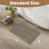 imagePADOOR Checkered Bath Mat Super Absorbent Non Slip Bath Mats for Bathroom Floor 3D Two Tone Woven Bathroom Mat with Tassels Machine Washable Bathroom Rugs Beside Tub 17quot x 24quot Darkgrey ampamp CreamGreen