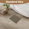 imagePADOOR Checkered Bath Mat Super Absorbent Non Slip Bath Mats for Bathroom Floor 3D Two Tone Woven Bathroom Mat with Tassels Machine Washable Bathroom Rugs Beside Tub 17quot x 24quot Darkgrey ampamp CreamGreen  Cream