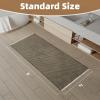 imagePADOOR Checkered Bath Mat Super Absorbent Non Slip Bath Mats for Bathroom Floor 3D Two Tone Woven Bathroom Mat with Tassels Machine Washable Bathroom Rugs Beside Tub 17quot x 24quot Darkgrey ampamp CreamGreen  Cream