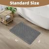 imagePADOOR Checkered Bath Mat Super Absorbent Non Slip Bath Mats for Bathroom Floor 3D Two Tone Woven Bathroom Mat with Tassels Machine Washable Bathroom Rugs Beside Tub 17quot x 24quot Darkgrey ampamp CreamDark Grey