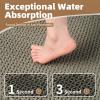 imagePADOOR Checkered Bath Mat Super Absorbent Non Slip Bath Mats for Bathroom Floor 3D Two Tone Woven Bathroom Mat with Tassels Machine Washable Bathroom Rugs Beside Tub 17quot x 24quot Darkgrey ampamp CreamGreen