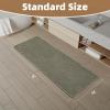 imagePADOOR Checkered Bath Mat Super Absorbent Non Slip Bath Mats for Bathroom Floor 3D Two Tone Woven Bathroom Mat with Tassels Machine Washable Bathroom Rugs Beside Tub 17quot x 24quot Darkgrey ampamp CreamGreen