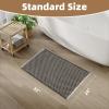 imagePADOOR Checkered Bath Mat Super Absorbent Non Slip Bath Mats for Bathroom Floor 3D Two Tone Woven Bathroom Mat with Tassels Machine Washable Bathroom Rugs Beside Tub 17quot x 24quot Darkgrey ampamp CreamDarkgrey  Cream