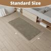 imagePADOOR Checkered Bath Mat Super Absorbent Non Slip Bath Mats for Bathroom Floor 3D Two Tone Woven Bathroom Mat with Tassels Machine Washable Bathroom Rugs Beside Tub 17quot x 24quot Darkgrey ampamp CreamGreen