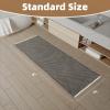 imagePADOOR Checkered Bath Mat Super Absorbent Non Slip Bath Mats for Bathroom Floor 3D Two Tone Woven Bathroom Mat with Tassels Machine Washable Bathroom Rugs Beside Tub 17quot x 24quot Darkgrey ampamp CreamDarkgrey  Cream