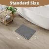 imagePADOOR Checkered Bath Mat Super Absorbent Non Slip Bath Mats for Bathroom Floor 3D Two Tone Woven Bathroom Mat with Tassels Machine Washable Bathroom Rugs Beside Tub 17quot x 24quot Darkgrey ampamp CreamDark Grey