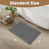 imagePADOOR Checkered Bath Mat Super Absorbent Non Slip Bath Mats for Bathroom Floor 3D Two Tone Woven Bathroom Mat with Tassels Machine Washable Bathroom Rugs Beside Tub 17quot x 24quot Darkgrey ampamp CreamDark Grey