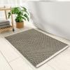 imagePADOOR Checkered Bath Mat Super Absorbent Non Slip Bath Mats for Bathroom Floor 3D Two Tone Woven Bathroom Mat with Tassels Machine Washable Bathroom Rugs Beside Tub 17quot x 24quot Darkgrey ampamp CreamGreen  Cream