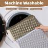 imagePADOOR Checkered Bath Mat Super Absorbent Non Slip Bath Mats for Bathroom Floor 3D Two Tone Woven Bathroom Mat with Tassels Machine Washable Bathroom Rugs Beside Tub 17quot x 24quot Darkgrey ampamp CreamGreen  Cream