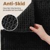 imagePADOOR Checkered Bath Mat Super Absorbent Non Slip Bath Mats for Bathroom Floor 3D Two Tone Woven Bathroom Mat with Tassels Machine Washable Bathroom Rugs Beside Tub 17quot x 24quot Darkgrey ampamp CreamBlack