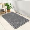imagePADOOR Checkered Bath Mat Super Absorbent Non Slip Bath Mats for Bathroom Floor 3D Two Tone Woven Bathroom Mat with Tassels Machine Washable Bathroom Rugs Beside Tub 17quot x 24quot Darkgrey ampamp CreamDark Grey