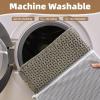 imagePADOOR Checkered Bath Mat Super Absorbent Non Slip Bath Mats for Bathroom Floor 3D Two Tone Woven Bathroom Mat with Tassels Machine Washable Bathroom Rugs Beside Tub 17quot x 24quot Darkgrey ampamp CreamGreen