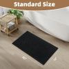 imagePADOOR Checkered Bath Mat Super Absorbent Non Slip Bath Mats for Bathroom Floor 3D Two Tone Woven Bathroom Mat with Tassels Machine Washable Bathroom Rugs Beside Tub 17quot x 24quot Darkgrey ampamp CreamBlack