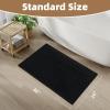 imagePADOOR Checkered Bath Mat Super Absorbent Non Slip Bath Mats for Bathroom Floor 3D Two Tone Woven Bathroom Mat with Tassels Machine Washable Bathroom Rugs Beside Tub 17quot x 24quot Darkgrey ampamp CreamBlack