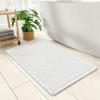 imagePADOOR Checkered Bath Mat Super Absorbent Non Slip Bath Mats for Bathroom Floor 3D Two Tone Woven Bathroom Mat with Tassels Machine Washable Bathroom Rugs Beside Tub 17quot x 24quot Darkgrey ampamp CreamWhite