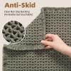 imagePADOOR Checkered Bath Mat Super Absorbent Non Slip Bath Mats for Bathroom Floor 3D Two Tone Woven Bathroom Mat with Tassels Machine Washable Bathroom Rugs Beside Tub 17quot x 24quot Darkgrey ampamp CreamGreen