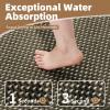 imagePADOOR Checkered Bath Mat Super Absorbent Non Slip Bath Mats for Bathroom Floor 3D Two Tone Woven Bathroom Mat with Tassels Machine Washable Bathroom Rugs Beside Tub 17quot x 24quot Darkgrey ampamp CreamGreen  Cream