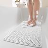 imagePADOOR BathtubMat Non Slip with Suction Cups and Drain Holes Machine Washable Shower Mat Anti Slip Bath Mat for Tub for Kids 14quotx27quot KhakiWhite
