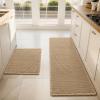 imagePADOOR Waffle KitchenRugs Sets of 2 Kitchen Rugs Non Slip Washable Absorbent KitchenMats for Floor Comfort Kitchen Runner Rugs for in Front of Sink Hallway LaundryBeige 20quotx47quot20quotx32quotBeige