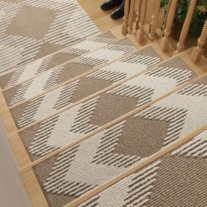 imagePADOOR 15PC StairTreads Non Slip 3D Peel and Stick Stair Treads for Wooden Steps Indoor StairCarpet Treads Washable Reusable Adhesive StairRunner Rugs for Kids and Dogs 8quotx30quot BrownBrown