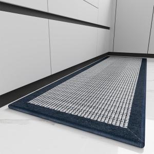 imagePADOOR Kitchen Mats for Floor Kitchen Rugs Non Slip Washable Rubber Backed Kitchen Runner Super Absorbent Kitchen Floor Mat Sink Rug 20x47 GreyBlue