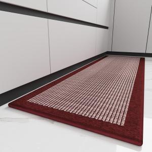 imagePADOOR Kitchen Mats for Floor Kitchen Rugs Non Slip Washable Rubber Backed Kitchen Runner Super Absorbent Kitchen Floor Mat Sink Rug 20x47 GreyRed