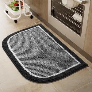imagePADOOR KitchenMats for Floor 100 Polypropylene Kitchen Rugs Non Slip Washable Durable Dirt Resist Half Circle Rug TPR Backed Kitchen Floor Mat 18quotx28quot BeigeBlack