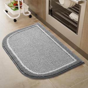 imagePADOOR KitchenMats for Floor 100 Polypropylene Kitchen Rugs Non Slip Washable Durable Dirt Resist Half Circle Rug TPR Backed Kitchen Floor Mat 18quotx28quot BeigeGrey