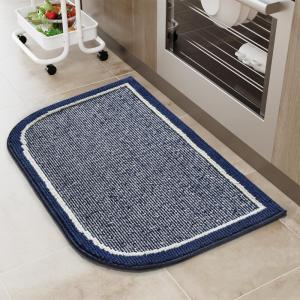 imagePADOOR KitchenMats for Floor 100 Polypropylene Kitchen Rugs Non Slip Washable Durable Dirt Resist Half Circle Rug TPR Backed Kitchen Floor Mat 18quotx28quot BeigeBlue