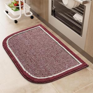imagePADOOR KitchenMats for Floor 100 Polypropylene Kitchen Rugs Non Slip Washable Durable Dirt Resist Half Circle Rug TPR Backed Kitchen Floor Mat 18quotx28quot BeigeRed