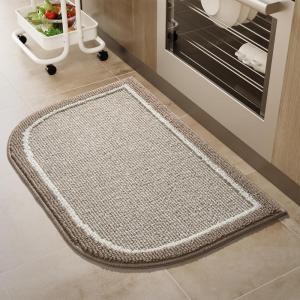 imagePADOOR KitchenMats for Floor 100 Polypropylene Kitchen Rugs Non Slip Washable Durable Dirt Resist Half Circle Rug TPR Backed Kitchen Floor Mat 18quotx28quot BeigeBeige