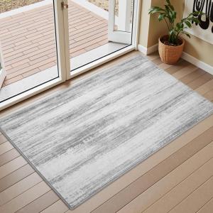 imagePADOOR Modern Abstract Runner Rug  2x6 Washable Hallway Rugs Ultra Soft NonSlip Low Pile Floor Rugs for Hallway Entryway Kitchen Bedroom Bedside Laundry Room GreyGrey