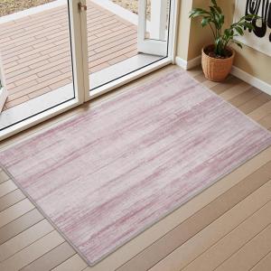 imagePADOOR Modern Abstract Runner Rug  2x6 Washable Hallway Rugs Ultra Soft NonSlip Low Pile Floor Rugs for Hallway Entryway Kitchen Bedroom Bedside Laundry Room GreyPink