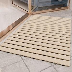 imagePADOOR ShowerMat Non Slip Heavy Duty BathtubMat Curlable Quick Drain Sturdy Bath Tub Mat Without Suction Cups for Indoor Outdoor Use 17x26 Inch GreyBeige