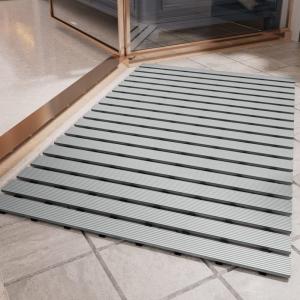 imagePADOOR ShowerMat Non Slip Heavy Duty BathtubMat Curlable Quick Drain Sturdy Bath Tub Mat Without Suction Cups for Indoor Outdoor Use 17x26 Inch GreyGrey