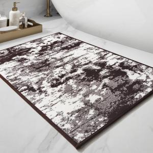 imagePADOORBath MatAbsorbent Rubber Backing Bathroom Mats Rug Quick Dry Thin Bathroom Rugs Fit Under DoorNon Slip Washable Bath Mats for BathroomBath Rug in Front of Sink 17quotx24quot Mocha Brown