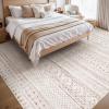 image8x10 Neutral Boho Area Rug for Living Room Bedroom ampamp Dining  Soft Washable Indoor BrownPink