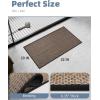 imagePADOOR NonSlip Bath Mat With RubberBacking Braided Absorbent Machine Washable Thin Rug for Bathroom Floor Quick Dry Fits Under Door 17x24 BeigeBlack