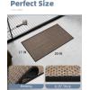 imagePADOOR NonSlip Bath Mat With RubberBacking Braided Absorbent Machine Washable Thin Rug for Bathroom Floor Quick Dry Fits Under Door 17x24 BeigeBlack