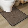 imagePADOOR NonSlip Bath Mat With RubberBacking Braided Absorbent Machine Washable Thin Rug for Bathroom Floor Quick Dry Fits Under Door 17x24 BeigeBlack